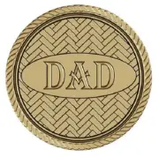 "DAD" Medallion for Box Cremation Urn/Flag Case - 2 Inch Diameter