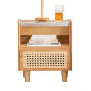 Modern Minimalist Bedside Table w/ Storage - Bamboo