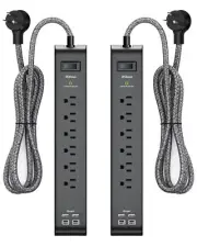 2 Pack Surge Protector Power Strip with 6 Outlets 4 USB Ports 5-Foot Long Hea...