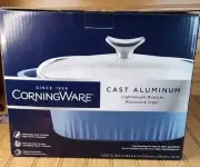 CorningWare 3.2QT/3L Cast Aluminum Roaster with Lid Blue & White Baking Hosting