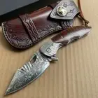 JAPANESE 73 LAYERS VG10 DAMASCUS FOLDING KNIFE ARMY RESCUE SNAKEWOOD WITH SHEATH