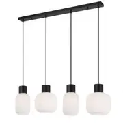 Telbix Lighting Nori Metal Glass 4LT Pendant Light - Black Matt / Opal Matt