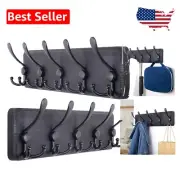 Rustic Wooden Coat Rack Set of 2 - Heavy Duty Hooks for Clutter-Free Entryways