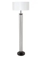 Iris 1 Light Floor Lamp in Black/Glass