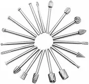 AIMALL 20PCS Tungsten Steel Solid Carbide Burrs Rotary Tool Bit Accessories, High-Speed Steel Engraving and Carving Accessories for Drilling, Woodworking and More