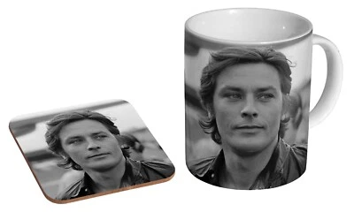 Actor Alain Delon French Superstar BW - Coffee / Tea Mug And Coaster Gift Set