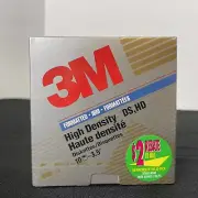 3M High Density 3.5" Diskettes 10 Pack IBM Formatted DS HD Floppy Disks NEW