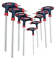 KEWAYO9pcs T-Handle Torx Set, Chrome Vanadium Steel Star Keys (T10-T50), Long/Short Arm Design for Bicycle & Workshop