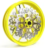 Neon Yellow Front Rear Wheel Rim and Brake Discs Rotors Compatible with Honda CBR1000RR 2006-2016, Motorcycle Replacement Accessories Parts