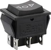 Baomain Momentary 6 Pin Dpdt Button On/Off/On Rocker Switch Ac 250V/10A 125V/15A Black Plastic