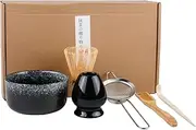6PCS Matcha Whisk Set,Matcha Set Including Handmade Matcha Wisk,Matcha Whisk Stand,Matcha Bowl,Matcha Whisk,Spoon and Matcha Sifter Traditional Tea Ceremony Matcha Set is Suitable for Tea Lovers