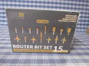 TOOLDO 15 Pcs Router Bits Set with Wooden Box, 1/4" Shank (Brand New) FREE SHIP.