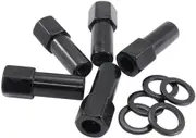 Aeroflow 1.38 Shank Open Wheel Nuts M12x1.25 Black M12 x 1.25mm Set Of 5