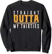 [X.Style] Straight Outta My Thirties 1983 40th Birthday Gag for Women Sweatshirt ds1719 Sweater (L) Black
