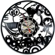 Doraemon Cartoon Art Clock Vinyl Record Wall Clock Unique Wall Decor