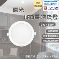 在飛比找蝦皮購物優惠-億光 LED 星皓崁燈 嵌燈 7W 9公分 15W 15公分