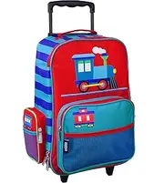Wildkin Kids Rolling Suitcase for Boys and Girls, Carry-On Size, Perfect for School and Overnight Travel, Measures 16 x 11.5 x 6 Inches, BPA-free, Olive (Trains, Planes and Trucks), Trains, Planes and