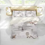 3D Retro Aircraft Hot Air Balloon Bird Quilt Cover Set Bedding Set Pillowcases 09