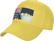 [FSCEV] Movie Clapboard and Popcorn Solid Color Curved Brimmed Duckbill Cap Men's and Women's Outdoor Sports Baseball Hat, Yellow, One size