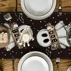 Halloween Dining Table Runner Spooky with Spider Web Pumpkin Print for Banquets