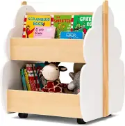 HONEY JOY Kids Wooden Bookshelf, Toddler Double-Sided Bookcase Toy Storage W/...