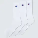 CHAMPION 3 PACK LONG SOCKS 白色 UK6-UK8高筒襪 針織LOGO 一組3雙 現貨