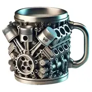 V6 Engines Stainless Steel Cup Coffee Mug, Car Engine Coffee Cup with Insulated Handle for Car Lover As Shown