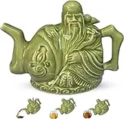 Thyggzjbs Assassin's Teapot - Handmade Chinese Ceramic Tea Kettle, One Pot Three Drinks, Two Hearts, Drink Dispenser, Magic Trick, 16oz