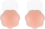 [MauSong] Reusable Invisible Breast Lift Nipple Covers, Adhesive Strapless Backless Sticky Bra Pads, Push up Silicone Bras for Women Beige, Large