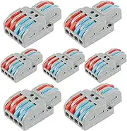 Lever Wire Connector,7 Pcs Universal 2 in 4 Out Conductor Combination Compact Electrical Insulated Terminals,Quick Disconnect Compact Splicing Connectors for Circuit Inline
