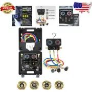 Clear Dial Automotive Manifold Gauge Set with Extra Long Hoses for AC Efficiency