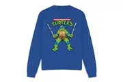 Teenage Mutant Ninja Turtles Unisex Adult Leonardo Retro Sweatshirt (Royal Blue) - UTTV12838