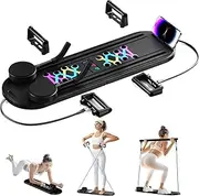 Pilates Board - Pilates Reformer Set, Pilates Machine for Home Workout, 6 in 1 Pilates Board for Women for Home with Automatic Rebound Ab Roller, Multifunctional Ab Board, Tension Rope,Timer Black