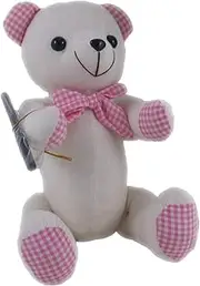 Elka Australia Autograph Teddy Bear Soft Plush Toy, Pink Gingham, Large