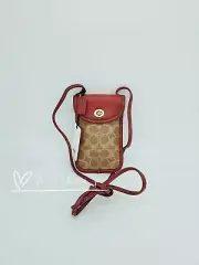 NWT Coach 320 Flat Turnlock Phone Crossbody 12 In Signature Canvas Org $175