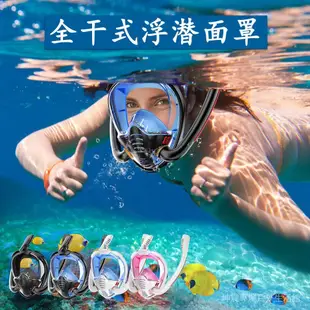 新款潛水面具全乾式潛水面罩成人游泳裝備全臉雙管浮潛面罩