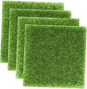 Life-Like Square Artificial Grass Pad 4pcs Simulated Moss Mat for Decor Fade-Resistant Realistic Appearance