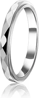 [Nanafast] 3mm Titanium Steel Anxiety Rings for Women Men Multi-faceted Wedding Band Fidget Rings for Anxiety for Women Rhombus Spinner Ring for Stess Relief Comfort Fit for Engagement