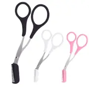 Stainless Steel Eyebrow Hair Scissors Comb Makeup Trimmer Tweezers Tool
