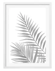 [Profile Australia] Australian Made Watercolour Palm Leaves Black Art Print A1 in White Frame