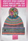 New Kate Spade Rainbow Stripe Marled Wool Pom Beanie Pom HatOne Size