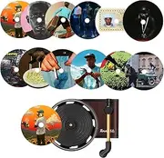 ETOUGW Car Air Freshener Set, 12 Pieces, Vinyl Album Cover Air Freshener, Car Vent Clip Air Diffuser, Retro Style Record Player Air Freshener Car Accessories for Fans Gift (A-Black3)