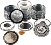 Hysgscwd 40Pcs 46mm Coin Capsules, Coin Holder Capsules for Silver Eagles, Coin Collection Supplies, Acrylic Coin Protectors Case, Coin Storage Container with Storage Organizer Box and Protect Gasket