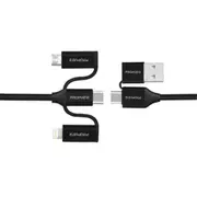 Promate PENTAPOWER.BLK 60W PD - 480Mbps USB-C Multi-Connector Cable - 1.2m - Black USB-C to USB-C / Micro-USB / Lightning - Data & Charge [PENTAPOWER.BLK]