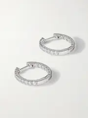 [STONE AND STRAND] STONE AND STRAND - In And Out 14-karat White Gold Diamond Hoop Earrings - Silver - One size One size Silver