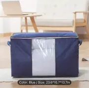 Blue Foldable Large Non-woven Clothes Blanket Zipper Storage Bag Organizer Box