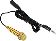 sourcing map Mini Microphone Tiny Microphone Portable Microphone Mini Mic for Singing Voice Recording Video for Phone Computer Notebook Gold