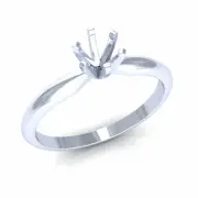 Platinum Round Cut 6-Prong Regular Solitaire Engagement Ring Setting For Women