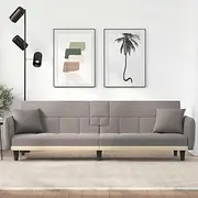 Taupe Fabric Sofa Bed with Cup Holders - Adjustable Futon with USB Ports, Durable Plywood Frame, Comfortable Foam Seating, Convertible Living Room Couch