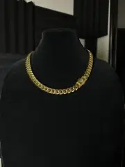 Miami Cuban Link Chain 18k Gold Plated Stainless Steel 12mm 22 Inch